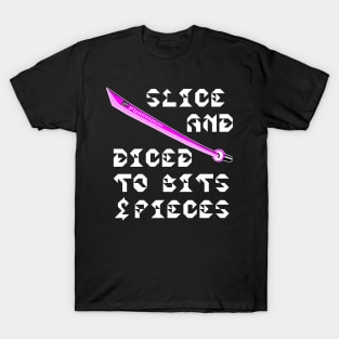 Slice And Diced To Bits And Pieces, v. Code Pink Wht Text T-Shirt